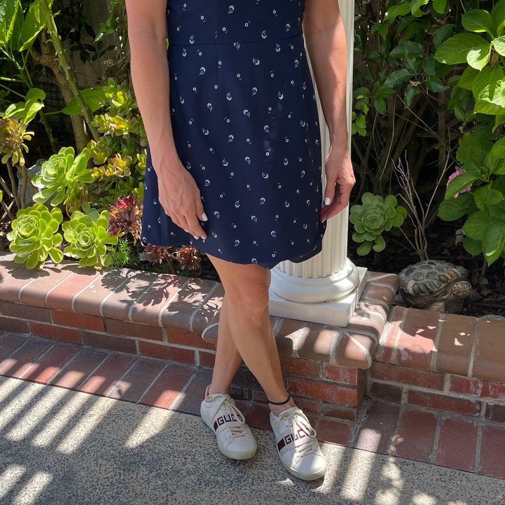 Navy Dress with White Pattern